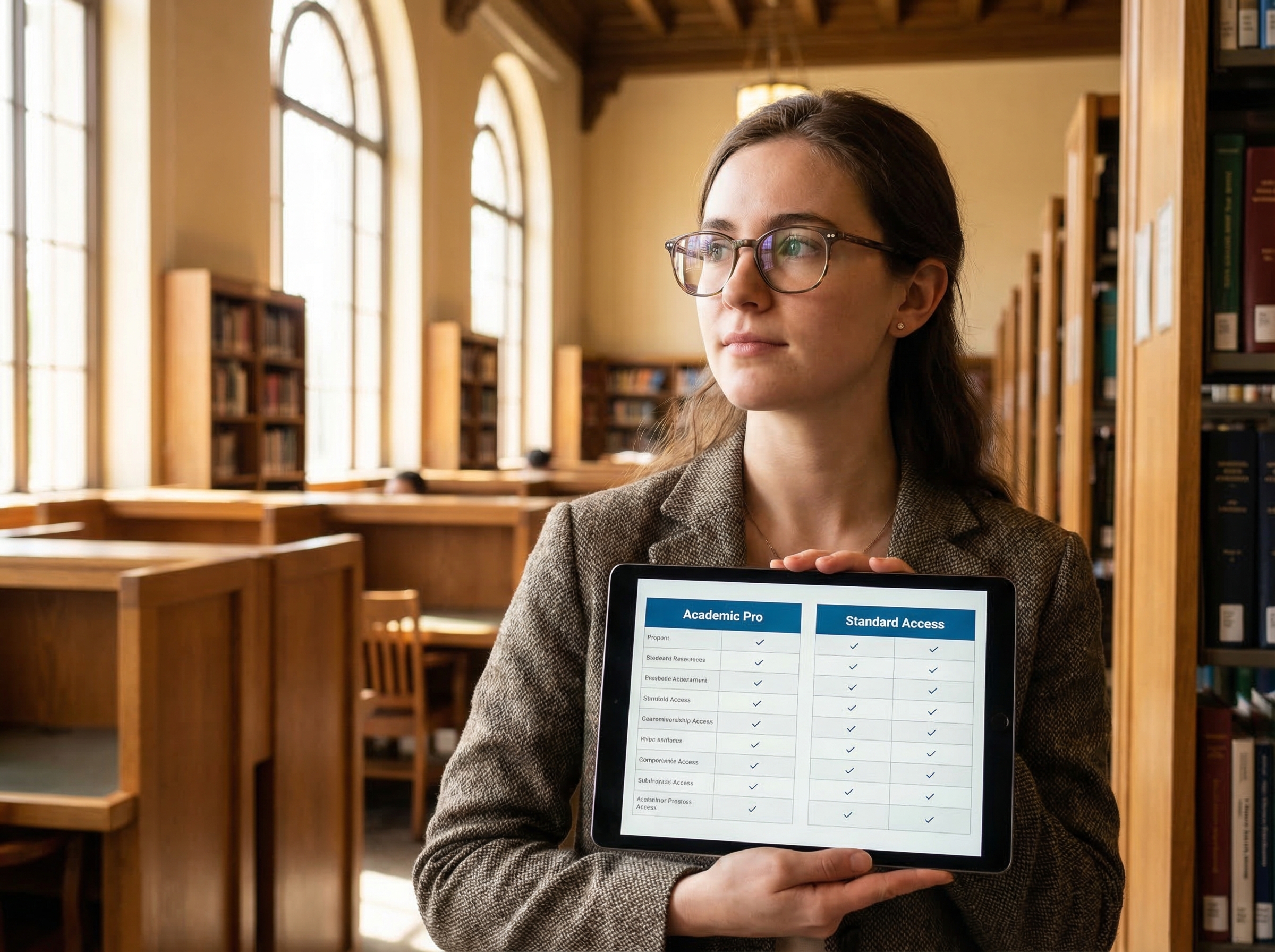 Researcher comparing subscription pricing plans for graphical abstract tools